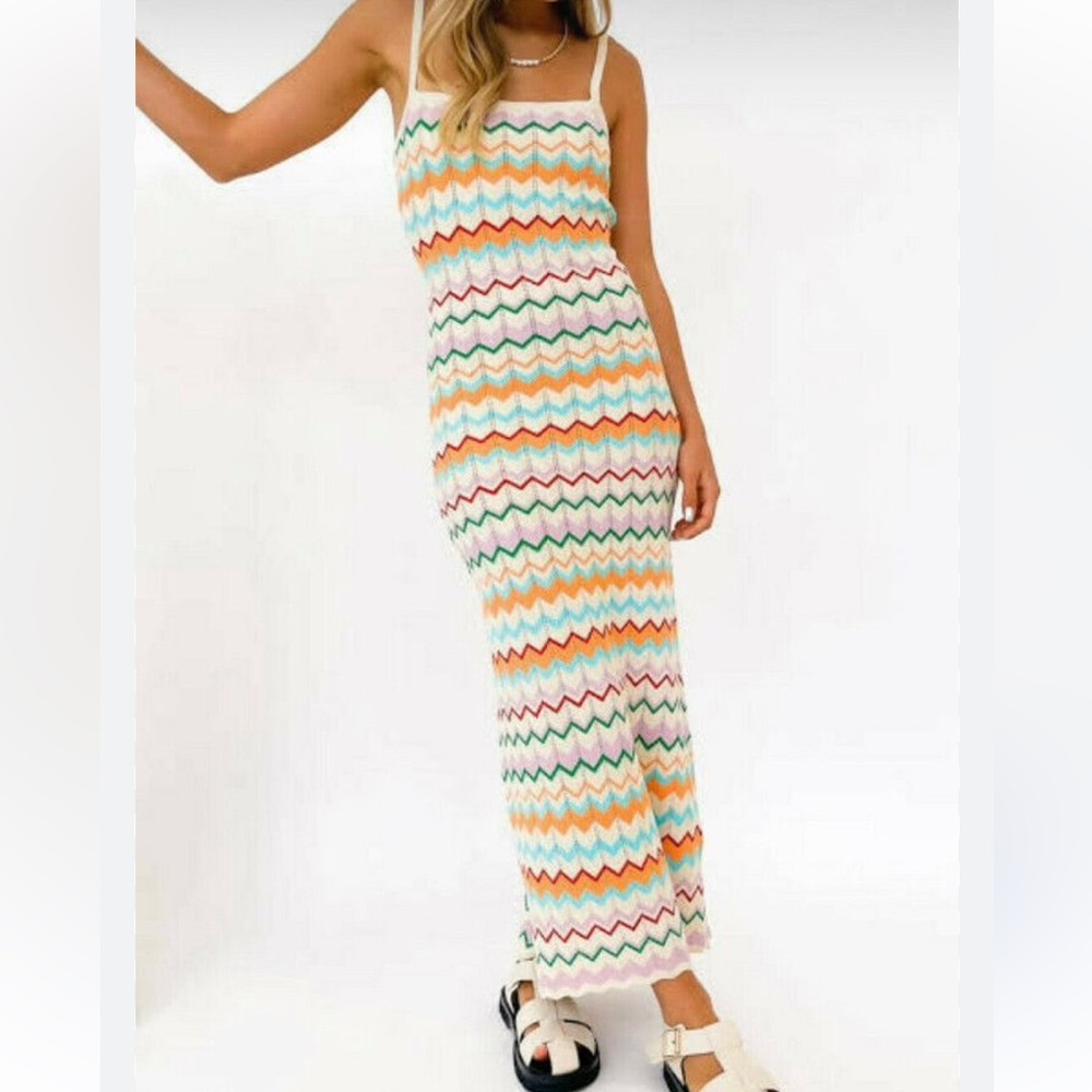 NWT VRG GRL Long Lunch multicolor knit maxi dress